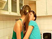 Homemade Trio Along Two Young Gals