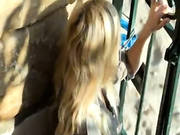 Supercute Blonde Teen Rubs Her Tight Pussy Under The Heat Of The