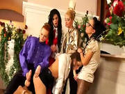 Fetish Satin Lesbians Fuck With Strapons -2