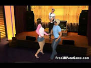 3d Cartoon Brunette Babe Sucks And Fucks In The Club