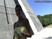 Busty Cougar Flashes Her Hot Body And Pussy Fucked In Public