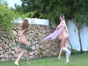 Russian Chicks Watersports In The Grass -5