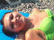 Pretty Young Slut Spends Her Day At The Beach And Relax