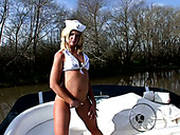 Horny And Sexy Light Haired Bitch Masturbates On The Boat