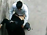 Crazy Buddy Fucks The Girl In Black Dress Right On The Street