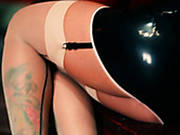 Tempting Brunette Hussy In Latex Skirt Gives Great Blowjob
