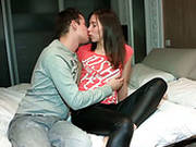 Juicy Russian Teen In Leather Pants Gets Eaten Before Giving Blowjob