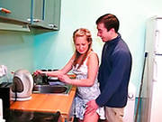 Blond Haired Filthy Wifey Gets Her Kitty Greedily Eaten On Kitchen Table