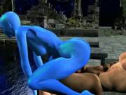 Blue Alien Gets Facefucked And Stretched