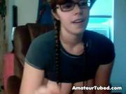 Busty Nerdy Webcam Girl Masturbates