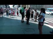 Horny Redhead Strips In Public And Fucks