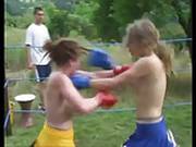 Topless College Cheerleader Boxing