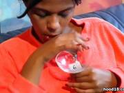 Horny Black Girl Plays With Cum