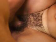 Hairy Ebony Gets An Interracial Squirting