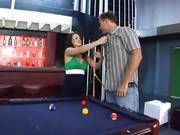 Kaci Star Has Her Hairy Hole Shot On A Billiard Table