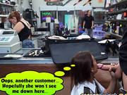 Sexy Latina Stewardess Sucks Cock In Public Pawn Shop