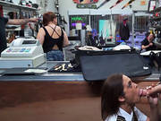 Stewardess Sucks Cock In Public Store And Gets Fucked In A Toilet