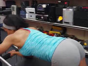 Buffed Black Babe Gets Pawned Inside Pawn Shop Office Gym Like Style