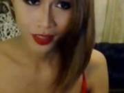 Slim Tranny Strips And Masturbates