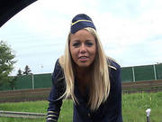 Cute Stewardess Christen Gives Sloppy Road Head And Fucked