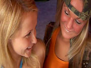 Blonde Lesbians Sharing Their Toys