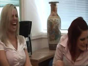 Horny Office Sluts Watch Guy Wank In Front Of Them