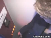 Dirty Short Haired Brunette Sucks Dick At Glory Hole
