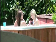 Three Girls In Jacuzzi Spied On And They Invite Him To Join
