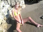 Blonde Girl Stripping On The Beach -2