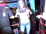 Pretty Brunette With A Hot Body Flashing Her Breasts In A Club