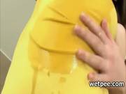 Teen Slut Pouring Her Own Piss Over Her T 