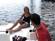 Blonde Sucks Dick On A Boat In Full View Of The City