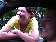 Brunette Sucks In The Car