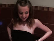 Sexy Girl In Knee Socks Sucks Cocks In The Restroom