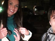 Pretty Girl Sucks Two Cocks For Money Right In The Street