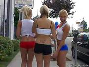 Nikki And Hayley In Booty Shorts Seduce Sporty Blonde