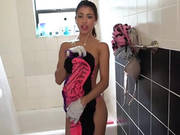 Cleaning Chick With Tight Body Gets Nude In Shower