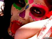 Two Lesbian Pornstars With Kinky Body Art Rub Their Wet Fish Lips