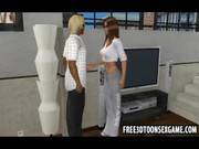 3d Cartoon Dude Takes Babe To His Sweet B 