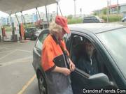 Two Dudes Pick Up And Screw Old Bitch