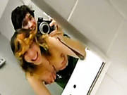 Busty Amateur Girl Sucks Hard Dick After Having Dirty Doggy Fuck In A Toilet
