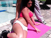 Raven Haired Busty Sexploitress Swallowed Massive Bonker In Yard