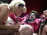 Two Trashy Sluts Fucking A Clown Filming In Funny Ffm Threesome Porn Video
