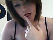 Attractive Amateur Girl Poses On Webcam Wearing Black Lingerie