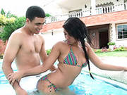 Juicy Latina Teen Has Fun With Her Bf In Pool Showing Off Her Booty