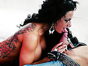 Mind Blowing Tattooed Brunette Babe Gives Unforgettable Blowjob