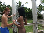 Beautiful Ebony Girl Nina Gets Her Body Pleased With Sensual Massage Right On A Beach