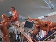Lesbian Gangbang Orgy In Gym