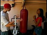 Petite Fit Black Chick Strips And Gets Her Tits Sucked By White Dude Then Fucks