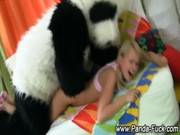 Fetish Plush Panda Gives Fake Facial